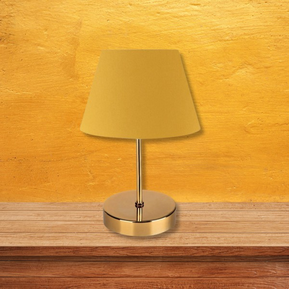 Art&gift Kuzey Gold Gövdeli Abajur Sarı Kumaş Yatak Odası Salon Abajur Fiyatı