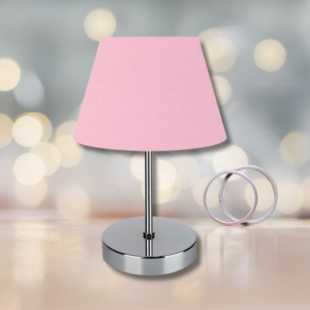 Art&Gift Kuzey Krom Gövdeli Abajur Pembe Kumaş Yatak Odası Okuma Köşesi Abajur Fiyatı