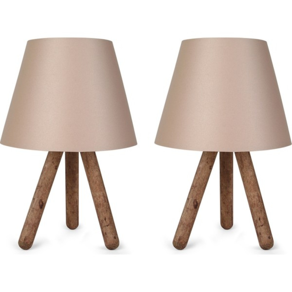 Art&Gift North Home Ahşap Ayaklı Abajur Pvc Başlık 2 ' Li Fırsat Ürünü - Kahverengi Abajur Fiyatı