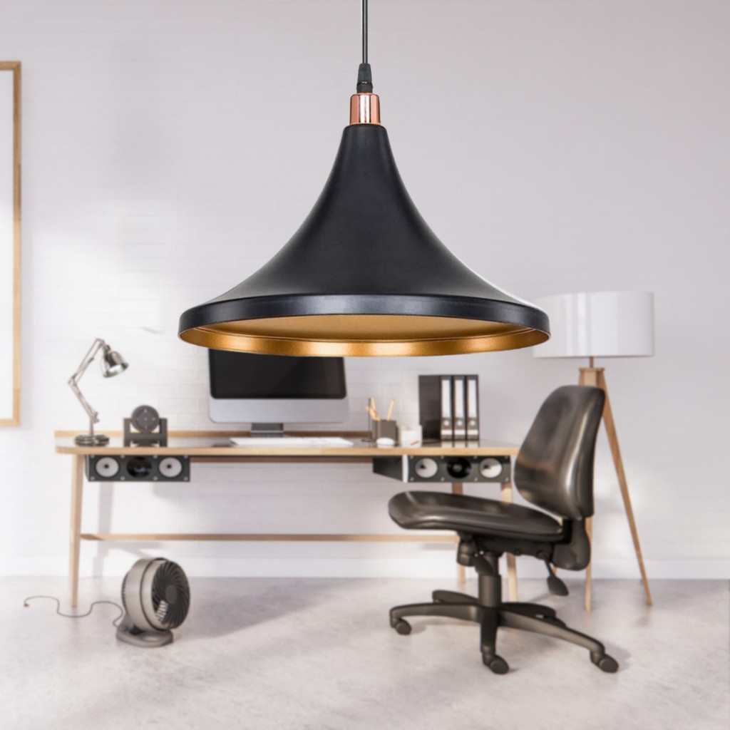 Art&Gift Style Tekli Mika Sarkıt Siyah Gold Renk Mutfak Avize Cafe Armatür Ofis Depo Aydınlatma - Siyah - Gold Avize Fiyatı