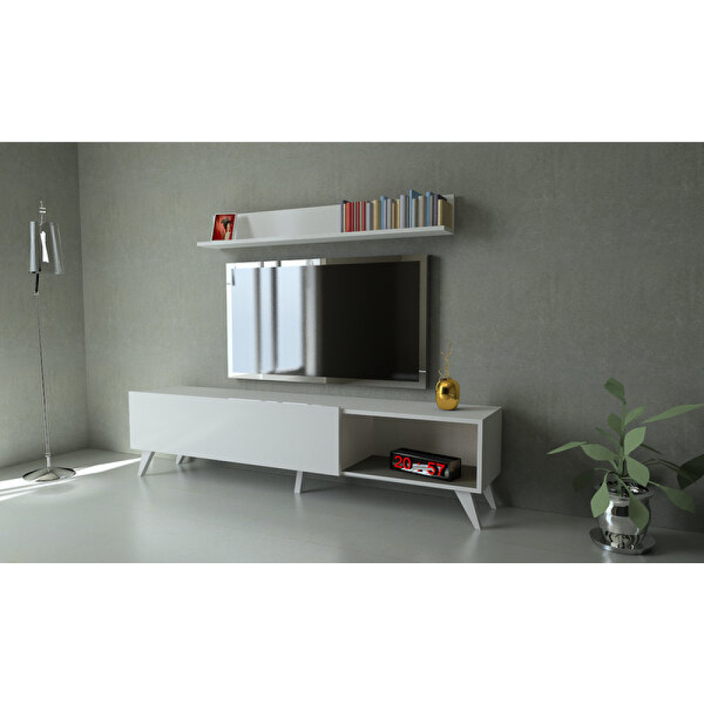 Arthubo Nuovo Tv Ünitesi Mdf + Duvar Modülü - Beyaz Tv Ünitesi / Sehpası Fiyatı
