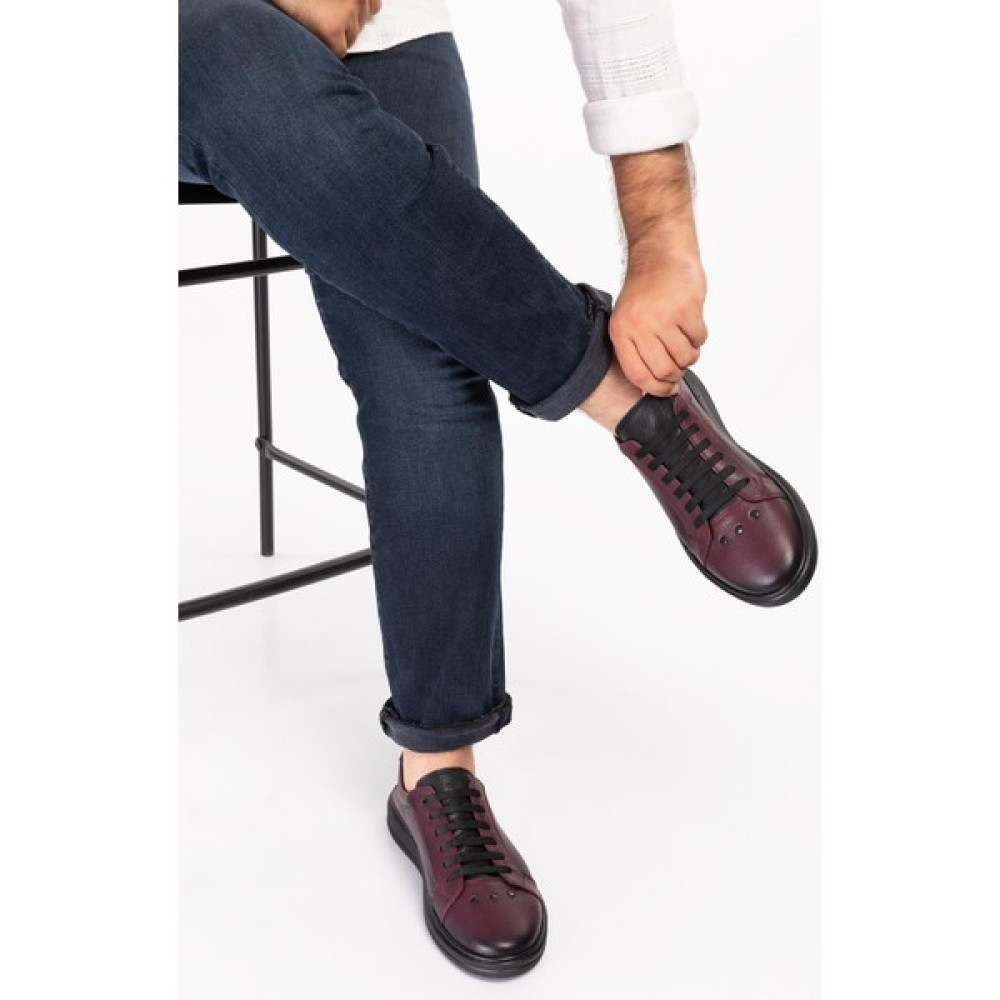 ARTI ARTI AYAKKABI SHOETER-M1512 Erkek Günlük Hakiki Deri Ortopedik Bordo&siyah Sneaker Ayakkabı Erkek Günlük Ayakkabıları Fiyatı