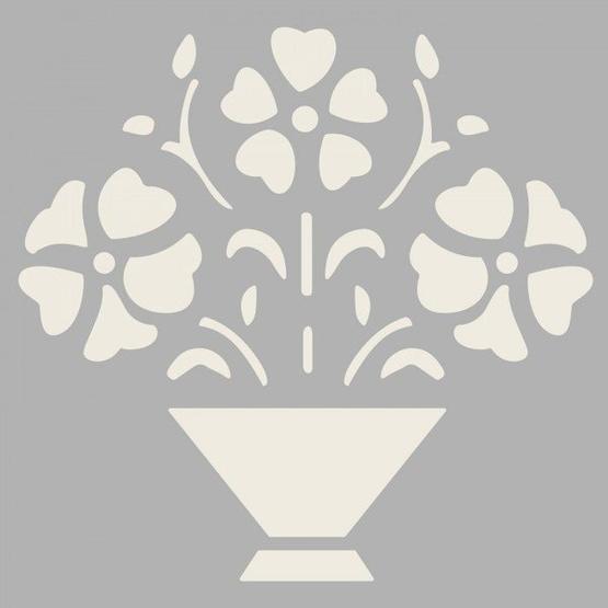 Artikel ST-061 Saksıda Çiçek 3 Stencil Tasarımı 30x30 cm Kanvas Tablo Kanvas Tablo Fiyatı