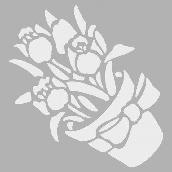 Artikel ST-061 Saksıda Çiçek 3 Stencil Tasarımı 30x30 cm Kanvas Tablo