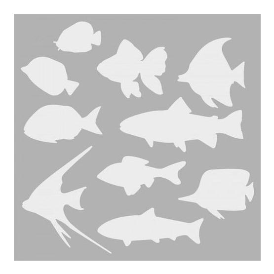 Artikel ST-105 Balıklar Stencil Tasarımı 30x30 cm Kanvas Tablo