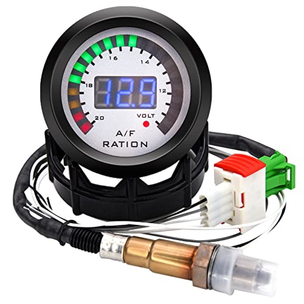 ARTILAURA 2-1/16" 52mm LED Digital Air/Fuel Ratio Gauge Racing with Narrowband O2 Oxygen Sensor for 12V Car
