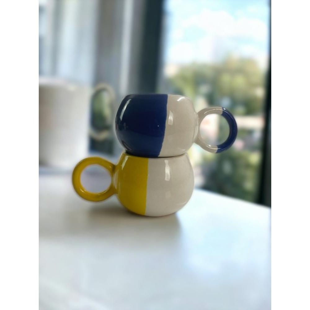 Artistic Quality Dekoratif El Işlemesi, Sarı-Lacivert Fenerbahçe Dekorlu 2 Kişilik Kupa-Mug, Çay Ve Kahve Fincanı Fincan / Bardak / Kahve Takımı Fiyatı
