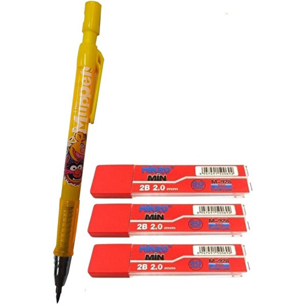 Artlantis 2.0 mm Kalın Uçlu Versatil Kalem Sarı Renk 1 Adet ve 2.0 mm Kalın Uç Kırmızı 3 Adet Kalın Uçlu Mekanik Kalem - Standart Mekanik Kurşun (Versatil) Kalem Fiyatı