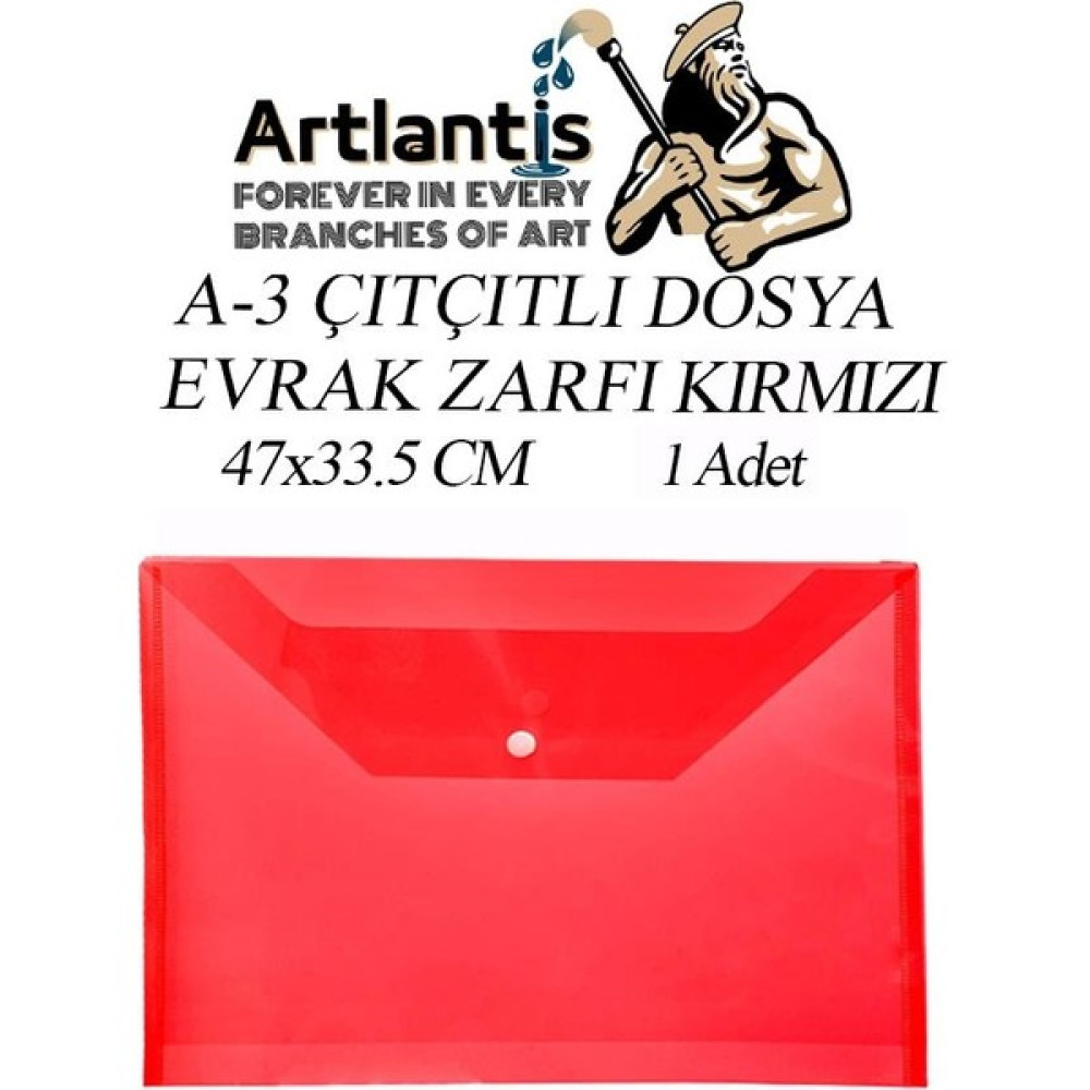 Artlantis A3 Çıtçıtlı Dosya Kırmızı 1 Adet A-3 Çıt Çıtlı Zarf Dosya Transparan 47X33.5 cm Büyük Boy Çıtçıtlı Dosya Dosya Fiyatı