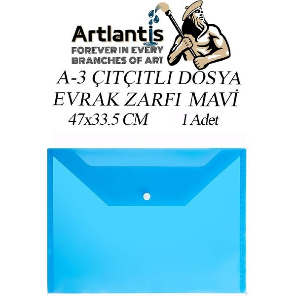 Artlantis A3 Çıtçıtlı Dosya Mavi 1 Adet A-3 Çıt Çıtlı Zarf Dosya Transparan 47X33.5 cm Büyük Boy Çıtçıtlı Dosya Dosya Fiyatı