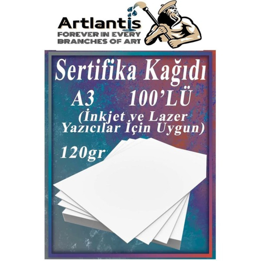 Artlantis A3 Sertifika Kağıdı Kalın 100 Adet Gramajlı Fotokopi Kağıdı 120 gr Tüm Yazıcılara Uyumlu 29.7X42 cm Kalın Baskı Kağıdı Fotokopi Kağıdı Fiyatı