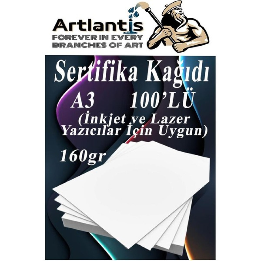 Artlantis A3 Sertifika Kağıdı Kalın 100 Adet Gramajlı Fotokopi Kağıdı 160 gr Tüm Yazıcılara Uyumlu 29.7X42 cm Kalın Baskı Kağıdı Fotokopi Kağıdı Fiyatı