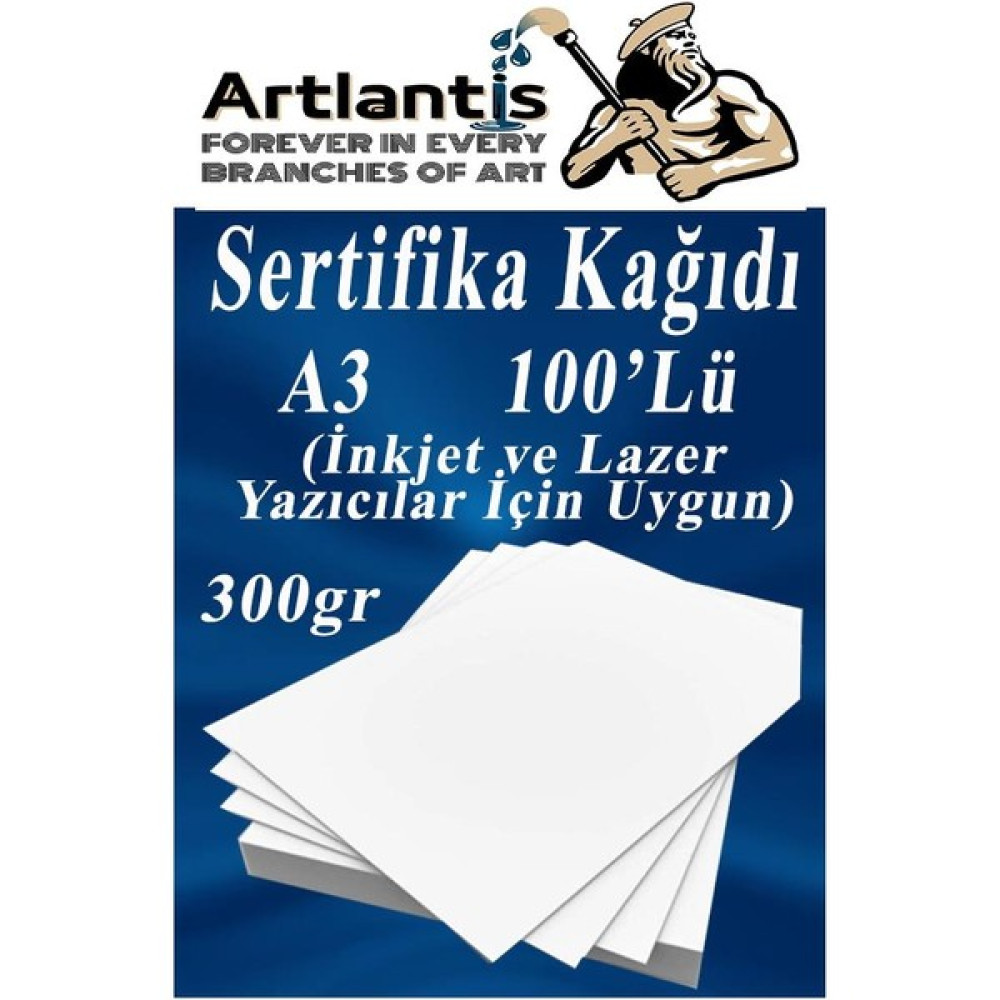 Artlantis A3 Sertifika Kağıdı Kalın 100 Adet Gramajlı Fotokopi Kağıdı 300 gr Tüm Yazıcılara Uyumlu 29.7X42 cm Kalın Baskı Kağıdı Fotokopi Kağıdı Fiyatı