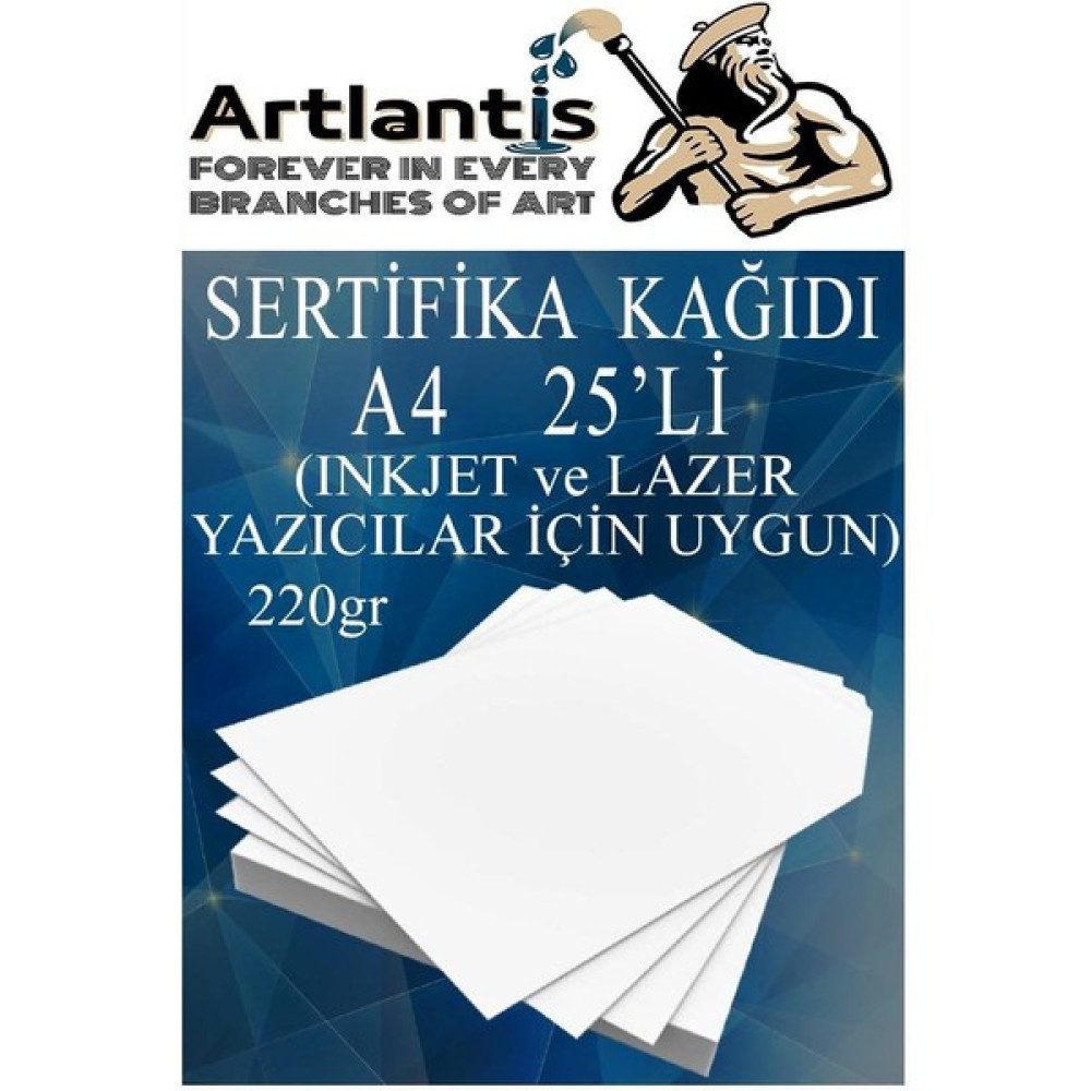 Artlantis A4 Sertifika Kağıdı Kalın 25 Adet Gramajlı Fotokopi Kağıdı 220 gr Tüm Yazıcılara Uyumlu 21X29.7 cm Kalın Baskı Kağıdı Fotokopi Kağıdı Fiyatı
