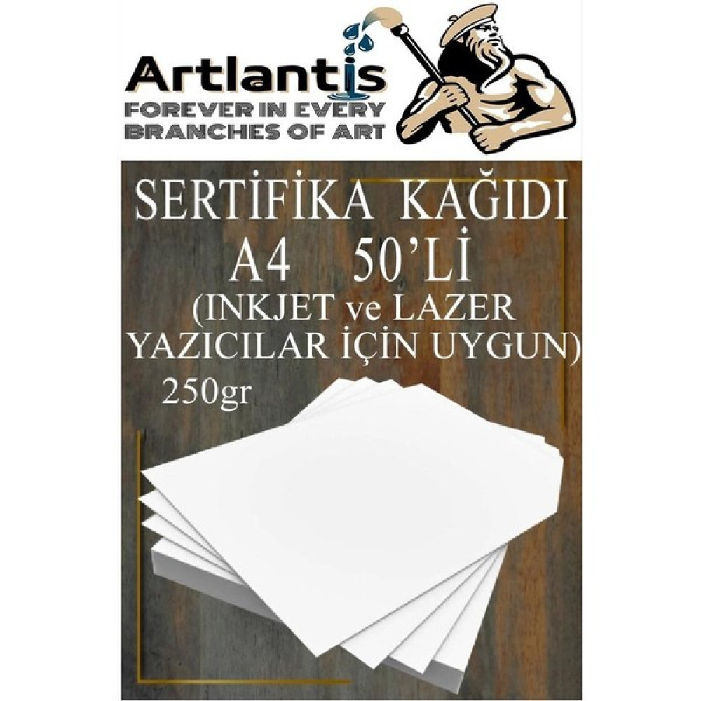 Artlantis A4 Sertifika Kağıdı Kalın 50 Adet Gramajlı Fotokopi Kağıdı 250 gr Tüm Yazıcılara Uyumlu 21X29.7 cm Kalın Baskı Kağıdı Fotokopi Kağıdı Fiyatı