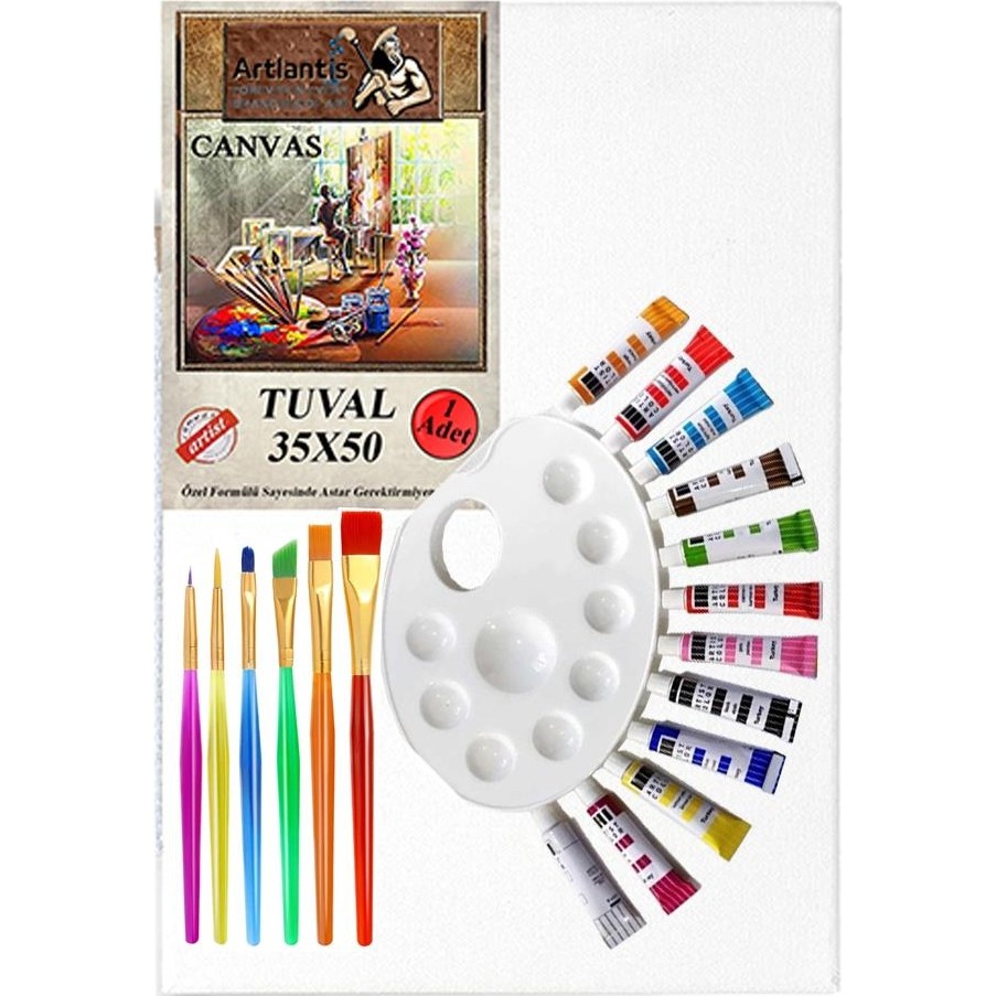 Artlantis Akrilik Boya Hobi Boyama Seti 1 Paket 35X50 cm Tuval 12 Li Akrilik Boya Tüp Resim Paleti Fırça Seti 6 Lı Akrilik Boya Fiyatı