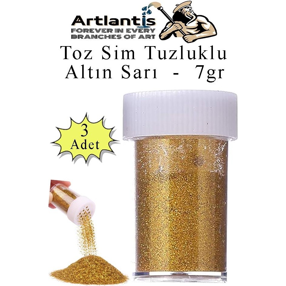 Artlantis Altın Sarı Toz Sim Tuzluklu 7 gr 3 Adet Renkli Toz Sim Epoksi Reçine Okul Etkinlik Dekarasyon Slime - Standart Yardımcı Malzeme Fiyatı