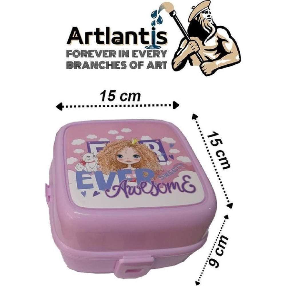 Artlantis Beslenme Kutusu 4 Bölmeli Açık Pembe Renk Kız Figürlü 1 Adet Yemek Saklama Kabı Beslenme Çantası - Standart Saklama Kapları Fiyatı