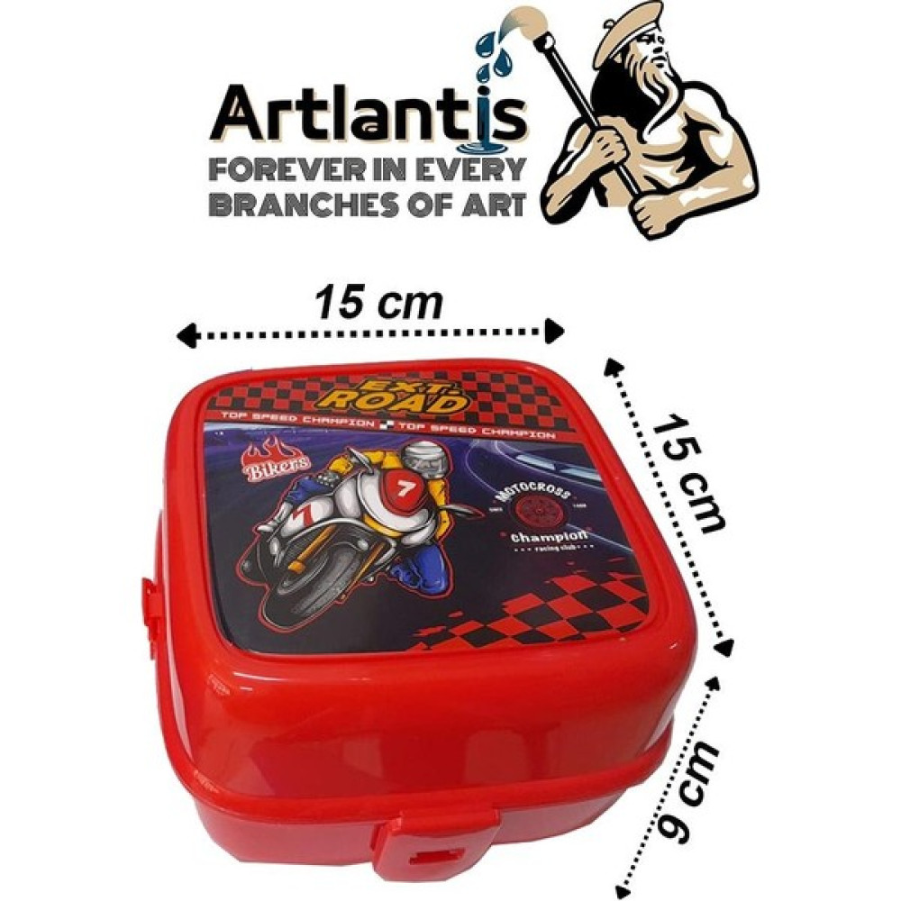 Artlantis Beslenme Kutusu 4 Bölmeli Kırmızı Renk Motorsiklet Figürlü 1 Adet Yemek Saklama Kabı Beslenme Çantası - Standart Saklama Kapları Fiyatı