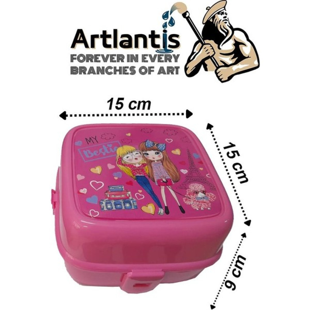 Artlantis Beslenme Kutusu 4 Bölmeli Pembe Renk Kız Figürlü 1 Adet Yemek Saklama Kabı Beslenme Çantası - Standart Saklama Kapları Fiyatı