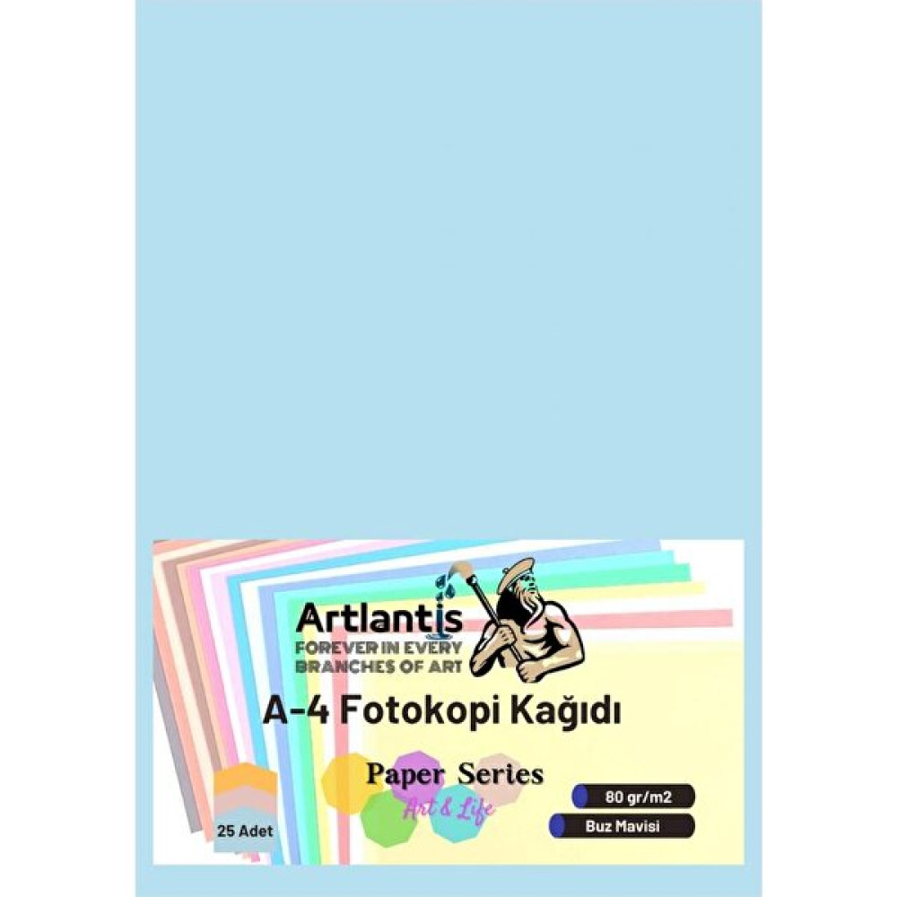 Artlantis Buz Mavisi Renkli A-4 Fotokopi Kağıdı 25 Li 1 Paket Artlantis Fotokopi Renkli A4 Kağıdı Fotokopi Kağıdı Fiyatı