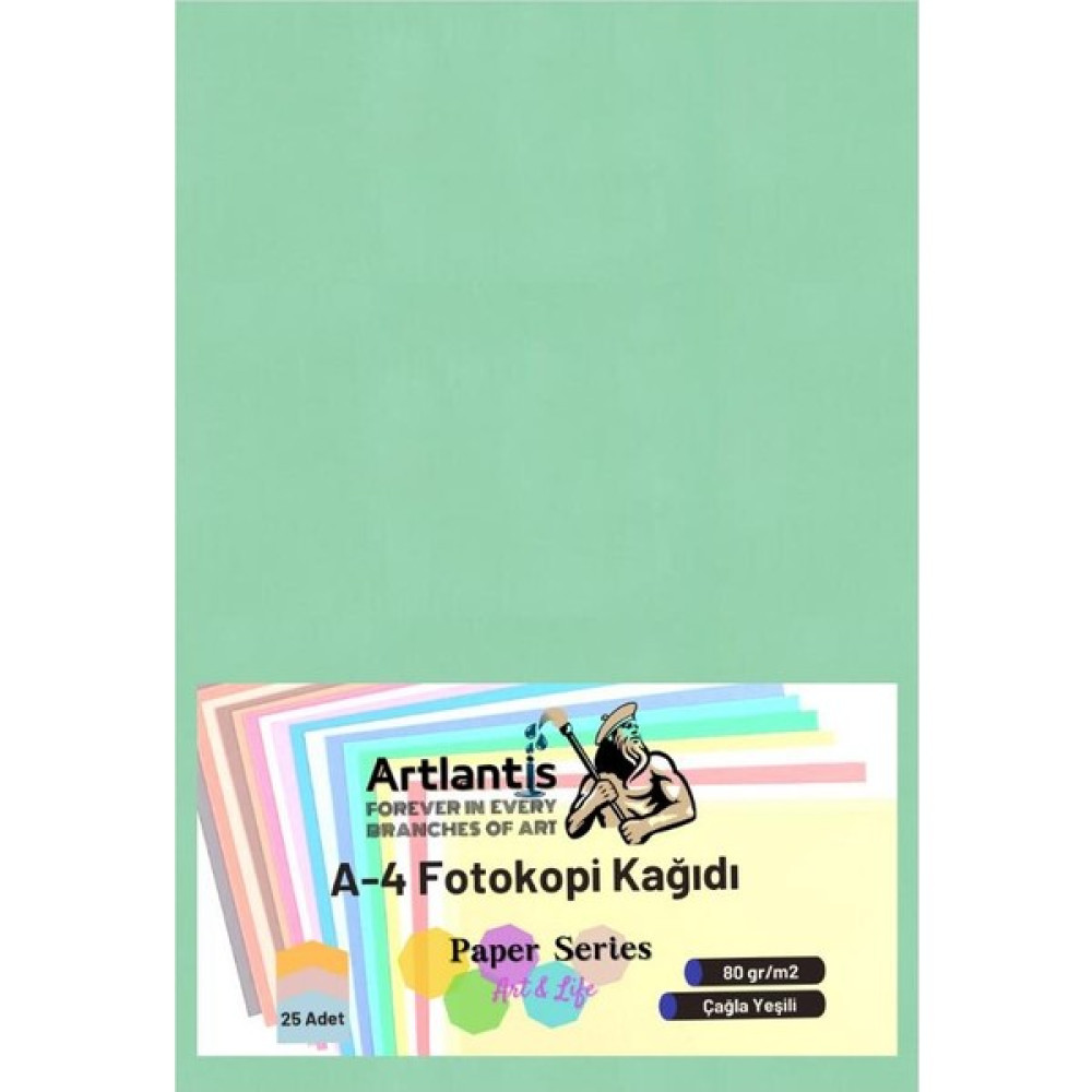 Artlantis Çağla Yeşil Renkli A-4 Fotokopi Kağıdı 25 Li 1 Paket Artlantis Fotokopi Renkli A4 Kağıdı Fotokopi Kağıdı Fiyatı
