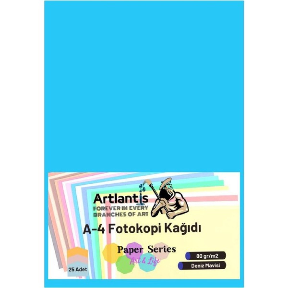 Artlantis Deniz Mavisi Renkli A-4 Fotokopi Kağıdı 25 Li 1 Paket Artlantis Fotokopi Renkli A4 Kağıdı Fotokopi Kağıdı Fiyatı
