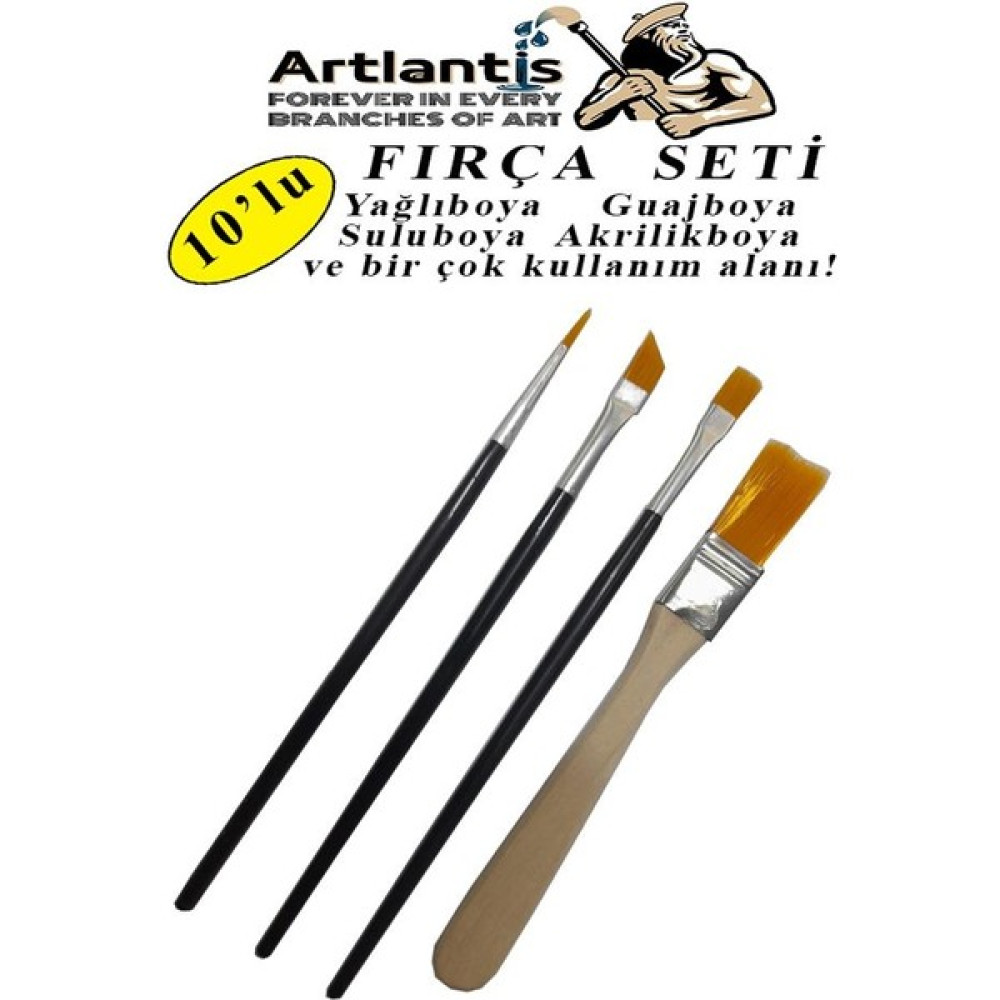 Artlantis Fırça Seti 4 Lü Resim Fırçası 1 Paket Zemin Fırçası Suluboya Akrilik Boya Guaj Boya Yağlı Boya Fırca Seti Kesik Fırça Fiyatı