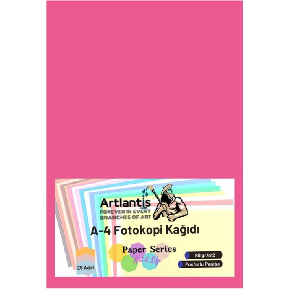 Artlantis Fosforlu Pembe Renkli A-4 Fotokopi Kağıdı 25 Li 1 Paket Artlantis Fotokopi Renkli A4 Kağıdı Fotokopi Kağıdı Fiyatı