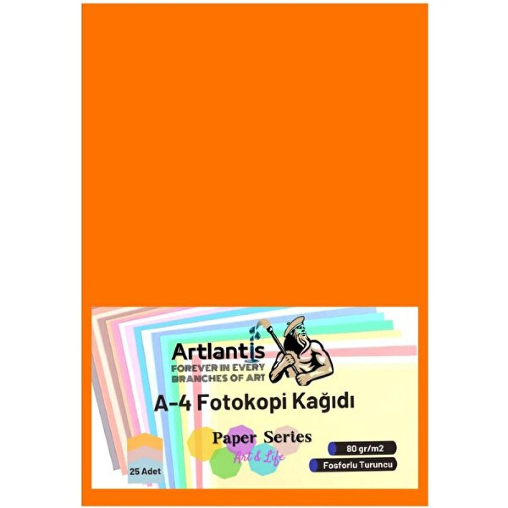 Artlantis Fosforlu Turuncu Renkli A-4 Fotokopi Kağıdı 25 Li 1 Paket Artlantis Fotokopi Renkli A4 Kağıdı Fotokopi Kağıdı Fiyatı