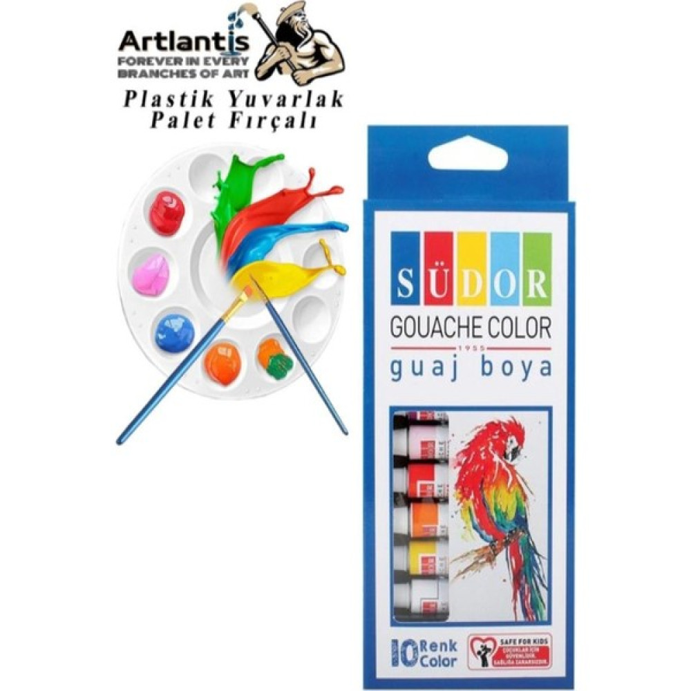 Artlantis Guaj Boya 10 Renk 9 ml Tüp 1 Paket 10'lu Guaj Boya Seti ve Yuvarlak Resim Paleti Fırçalı Guaj Boya Fiyatı