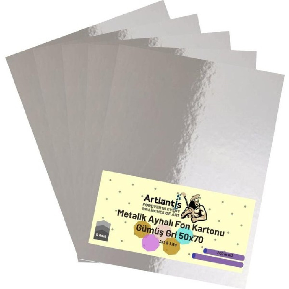 Artlantis Gümüş Gri 50X70 Metalik Aynalı Fon Kartonu 5 Adet 1 Paket Artlantis Aynalı Metalik Fon Kartonu Elişi Kağıdı Fiyatı