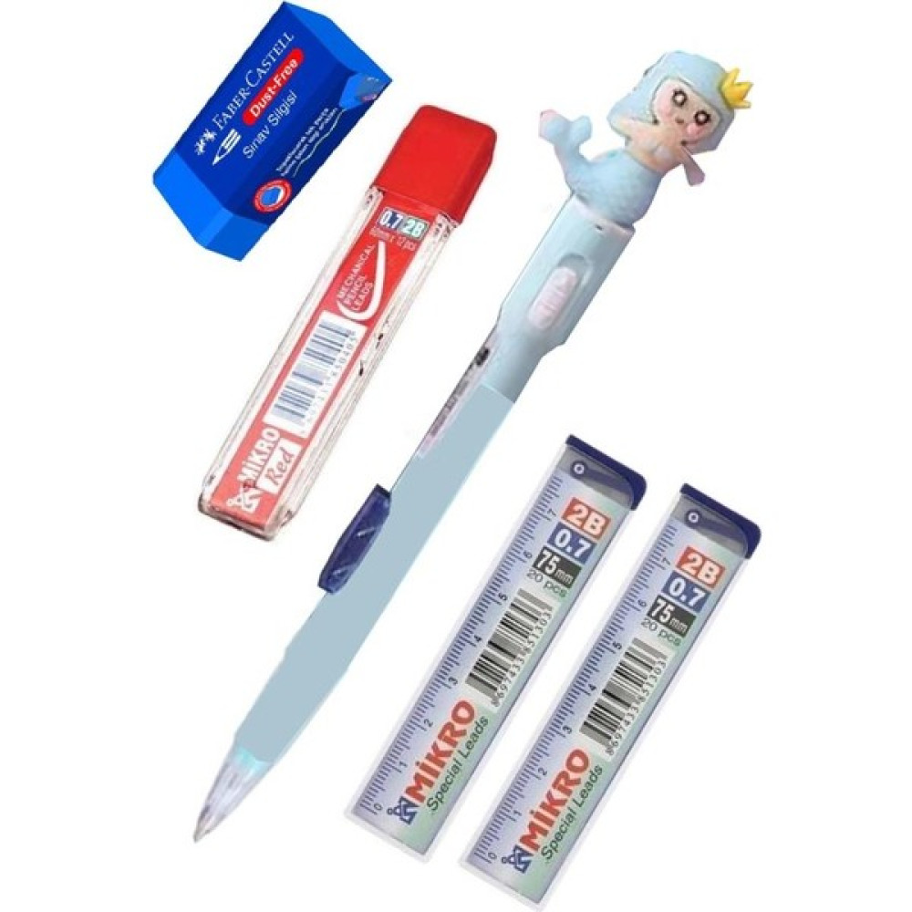 Artlantis Işıklı Deniz Kızı Uçlu Kalem Seti Mavi 0.7 mm 1 Paket Denizkızı Başlıklı Versatil Kalem Süslü Silikonlu Hediyelik Kalem - Standart - 0.7mm Mekanik Kurşun (Versatil) Kalem Fiyatı