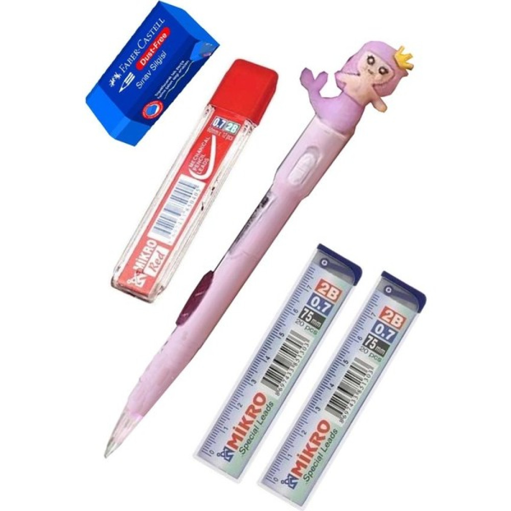 Artlantis Işıklı Deniz Kızı Uçlu Kalem Seti Mor 0.7 mm 1 Paket Denizkızı Başlıklı Versatil Kalem Süslü Silikonlu Hediyelik Kalem - Standart - 0.7mm Mekanik Kurşun (Versatil) Kalem Fiyatı