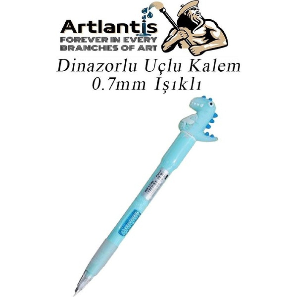 Artlantis Işıklı Dinazor Uçlu Kalem 0.7 1 Adet Dinazor Başlıklı Versatil Kalem Süslü Silikonlu Hediyelik Kalem - Mavi Mekanik Kurşun (Versatil) Kalem Fiyatı