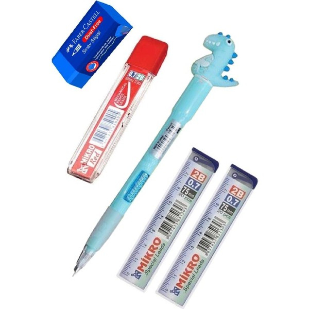 Artlantis Işıklı Dinazor Uçlu Kalem Seti Mavi 0.7 mm 1 Paket Dinazor Başlıklı Versatil Kalem Süslü Silikonlu Hediyelik Kalem - Standart - 0.7mm Mekanik Kurşun (Versatil) Kalem Fiyatı