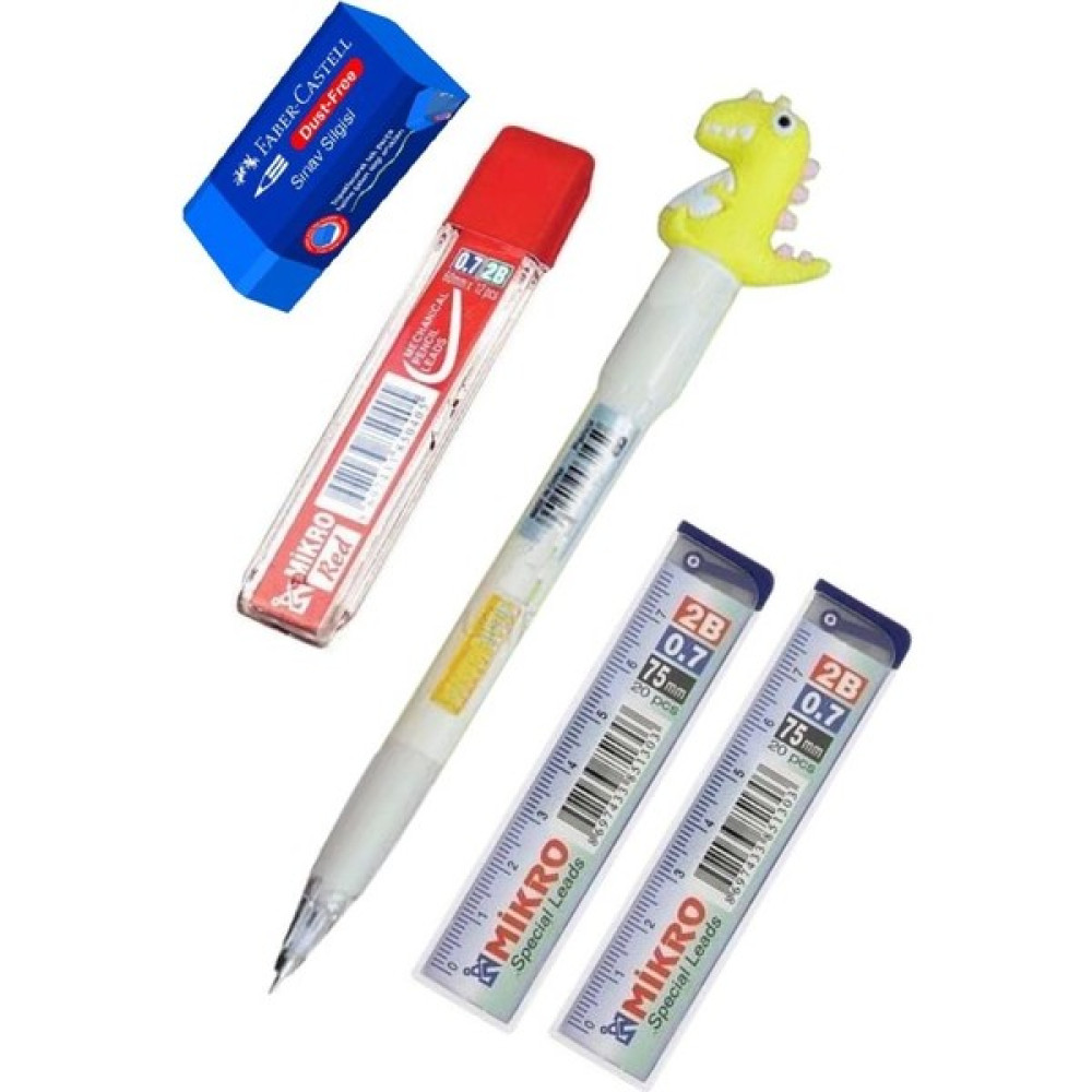 Artlantis Işıklı Dinazor Uçlu Kalem Seti Sarı 0.7 mm 1 Paket Dinazor Başlıklı Versatil Kalem Süslü Silikonlu Hediyelik Kalem - Standart - 0.7mm Mekanik Kurşun (Versatil) Kalem Fiyatı