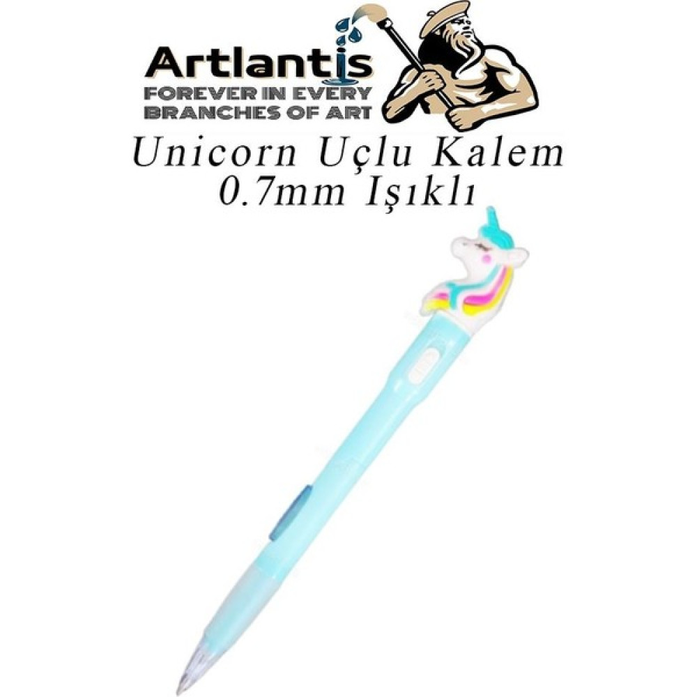 Artlantis Işıklı Unicorn Uçlu Kalem 0.7 1 Adet Unicorn Başlıklı Versatil Kalem Süslü Silikonlu Hediyelik Kalem - Mavi Mekanik Kurşun (Versatil) Kalem Fiyatı