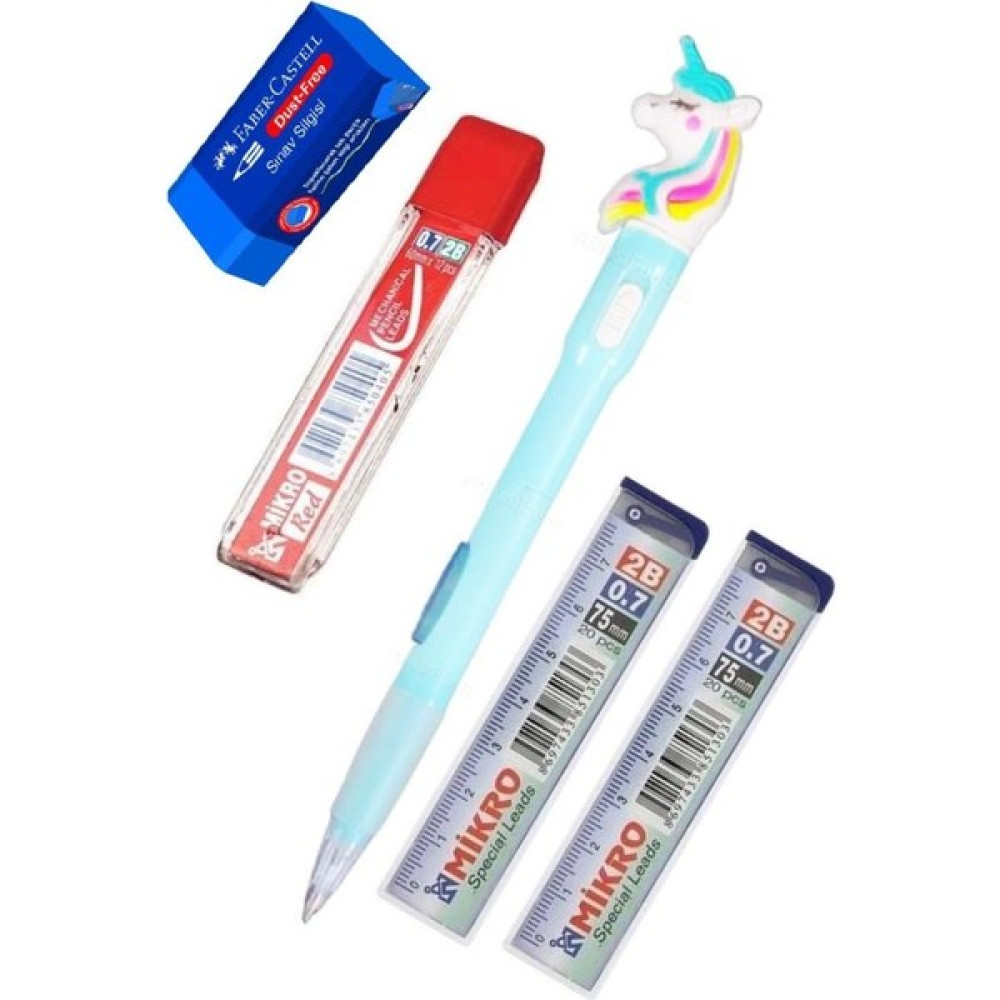 Artlantis Işıklı Unicorn Uçlu Kalem Seti Mavi 0.7 mm 1 Paket Unicorn Başlıklı Versatil Kalem Süslü Silikonlu Hediyelik Kalem - Standart - 0.7mm Mekanik Kurşun (Versatil) Kalem Fiyatı
