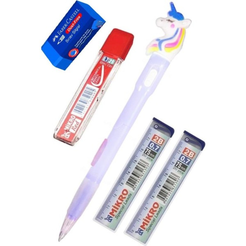 Artlantis Işıklı Unicorn Uçlu Kalem Seti Mor 0.7 mm 1 Paket Unicorn Başlıklı Versatil Kalem Süslü Silikonlu Hediyelik Kalem - Standart - 0.7mm Mekanik Kurşun (Versatil) Kalem Fiyatı