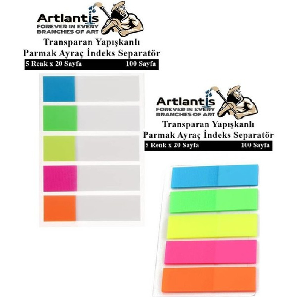 Artlantis Kendinden Yapışkanlı Ayraç Postit 5 Renkli 2 Paket Yapışkanlı Not Kağıdı Transparan Parmak Ayraç Indeks Seperatör 5 Li Mini - Neon Not Defteri & Bloknot Fiyatı