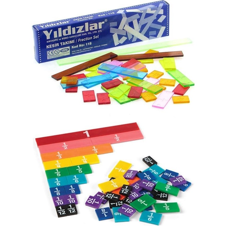 Artlantis Kesir Takımı 39 Parça 1 Paket Plastik Kesir Takımı Ondalık Birim Kesir Çubukları Matematik Okul Malzemesi - Renkli - Standart Cetvel Fiyatı