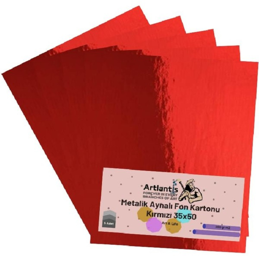 Artlantis Kırmızı 35X50 Metalik Aynalı Fon Kartonu 5 Adet 1 Paket Artlantis Aynalı Metalik Fon Kartonu Elişi Kağıdı Fiyatı