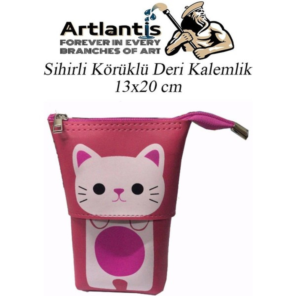 Artlantis Körüklü Kalemlik Kedi 1 Adet Pembe Renk Sihirli Körüklü Deri Kalemlik Kalem Çantası Sevimli Kedi Kalem Kutusu - Standart Kalemlik (Kalem Kutusu) Fiyatı