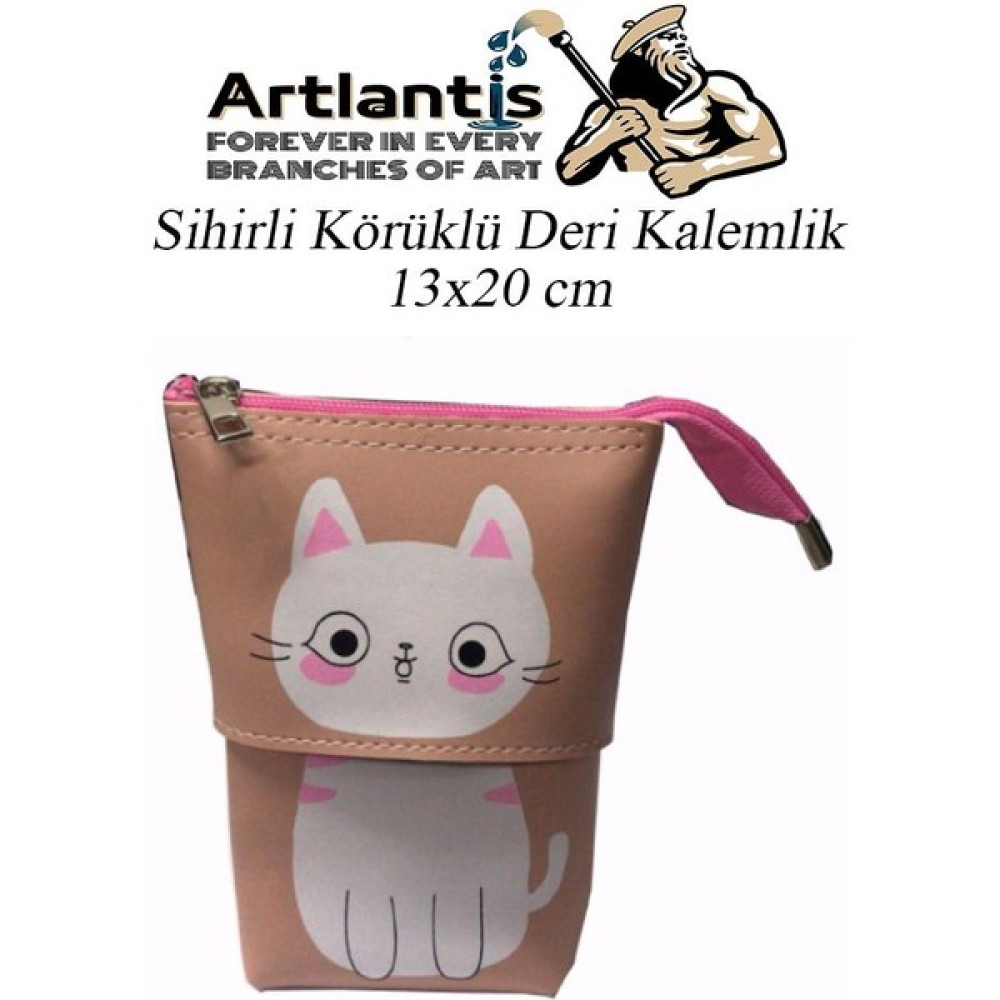 Artlantis Körüklü Kalemlik Kedi 1 Adet Pudra Renk Sihirli Körüklü Deri Kalemlik Kalem Çantası Sevimli Kedi Kalem Kutusu - Standart Kalemlik (Kalem Kutusu) Fiyatı