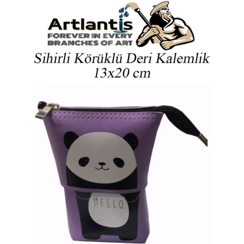 Artlantis Körüklü Kalemlik Panda 1 Adet Lila Renk Sihirli Körüklü Deri Kalemlik Kalem Çantası Sevimli Panda Kalem Kutusu - Standart Kalemlik (Kalem Kutusu) Fiyatı