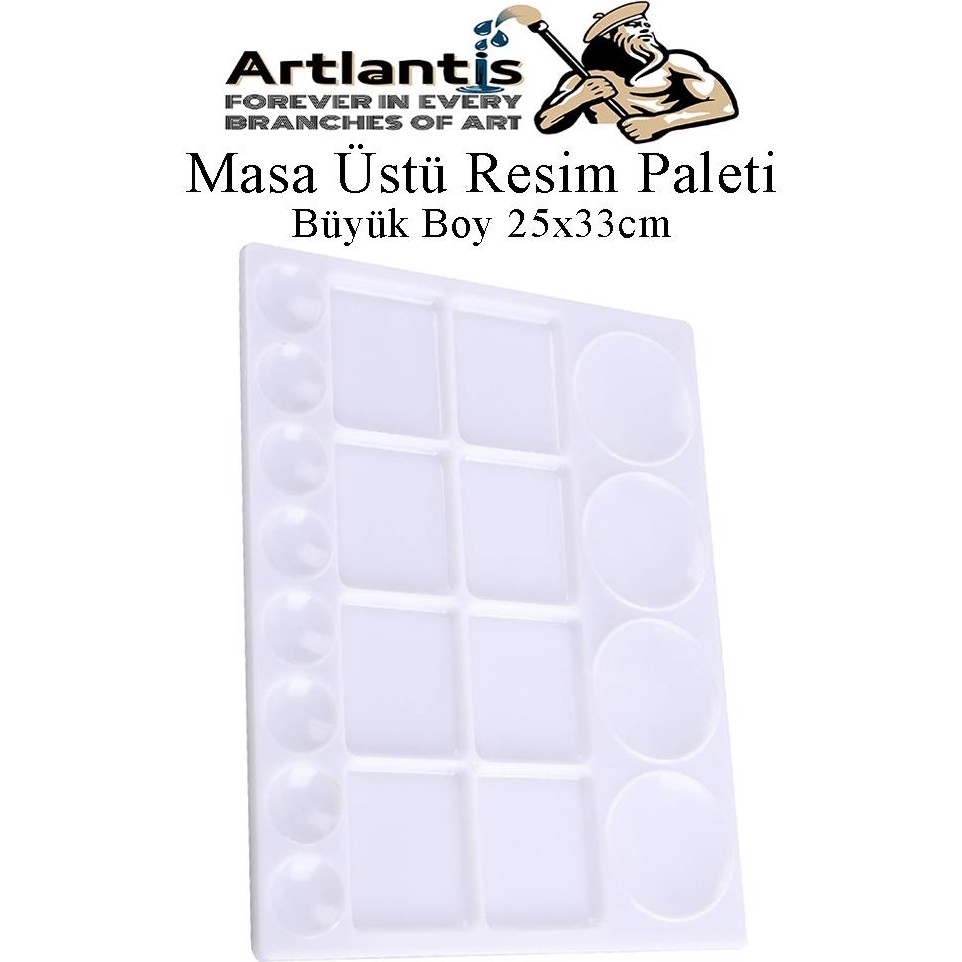 Artlantis Masa Üstü Resim Paleti 1 Adet 20 Hazneli Boya Paleti 25X33 cm Sanatsal Boyalar Için Büyük Palet Akrilik Boya Yağlı Boya Guaj Boya - Standart Fırça Fiyatı