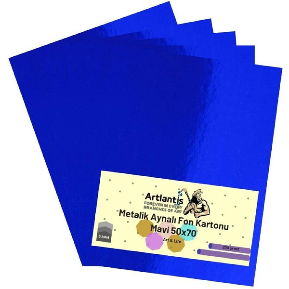 Artlantis Mavi 50X70 Metalik Aynalı Fon Kartonu 5 Adet 1 Paket Artlantis Aynalı Metalik Fon Kartonu Elişi Kağıdı Fiyatı