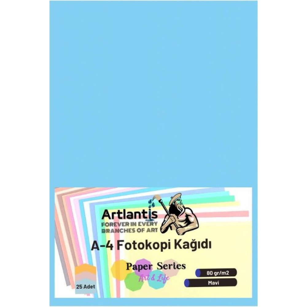 Artlantis Mavi Renkli A-4 Fotokopi Kağıdı 25 Li 1 Paket Artlantis Fotokopi Renkli A4 Kağıdı Fotokopi Kağıdı Fiyatı