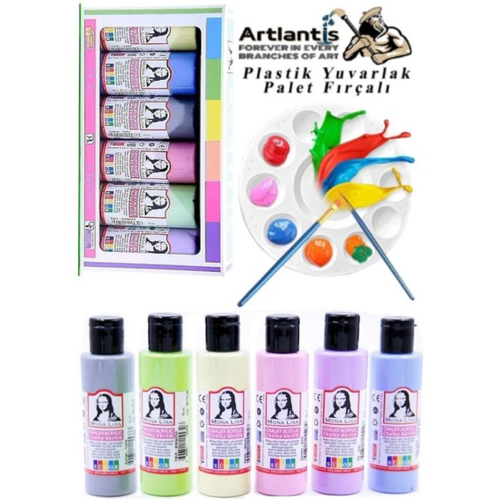 Artlantis Monalisa Akrilik Boya 6 Renk x 70 ml Pastel Renkler 1 Paket ve Yuvarlak Resim Paleti Fırçalı 1 Paket 10 Hazneli Boya Paleti Sanatsal ... Akrilik Boya Fiyatı